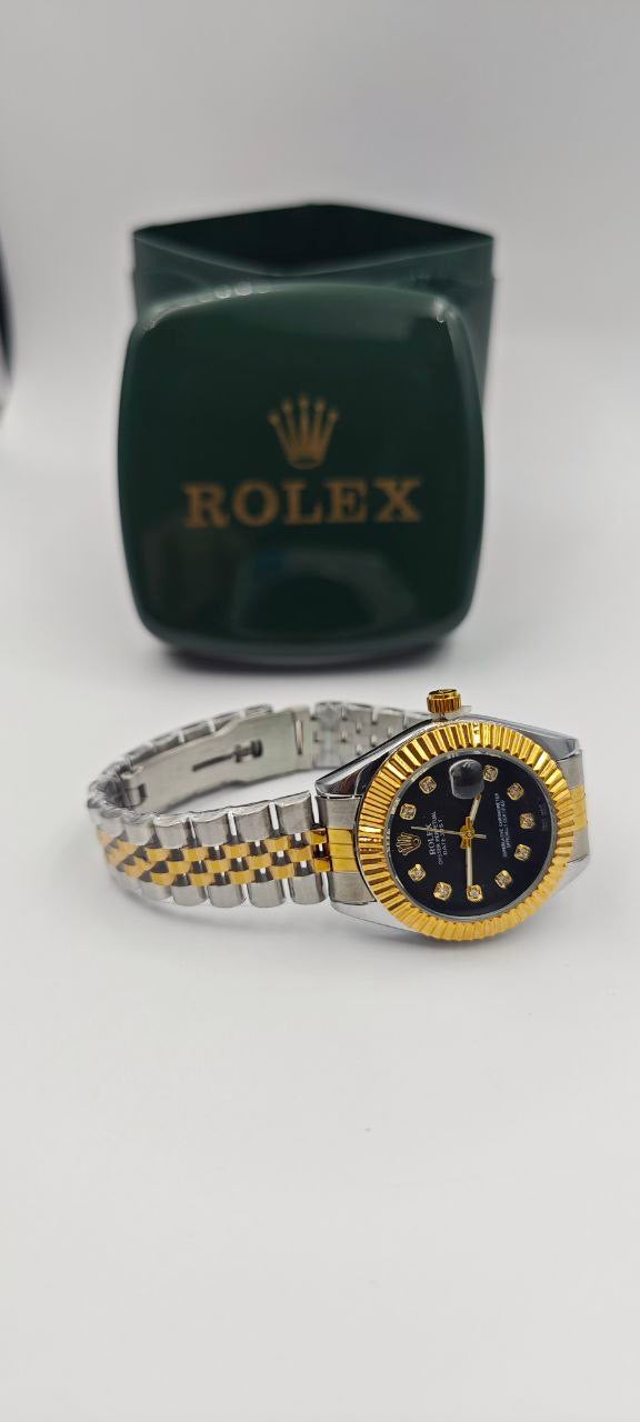 ROLEX DAYTJUST ÇİFT RENK İÇİ SİYAH BAYAN SAATİ
