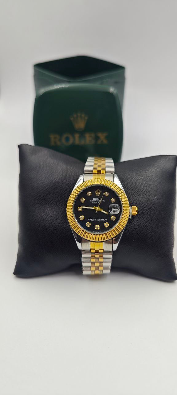 ROLEX DAYTJUST ÇİFT RENK İÇİ SİYAH BAYAN SAATİ