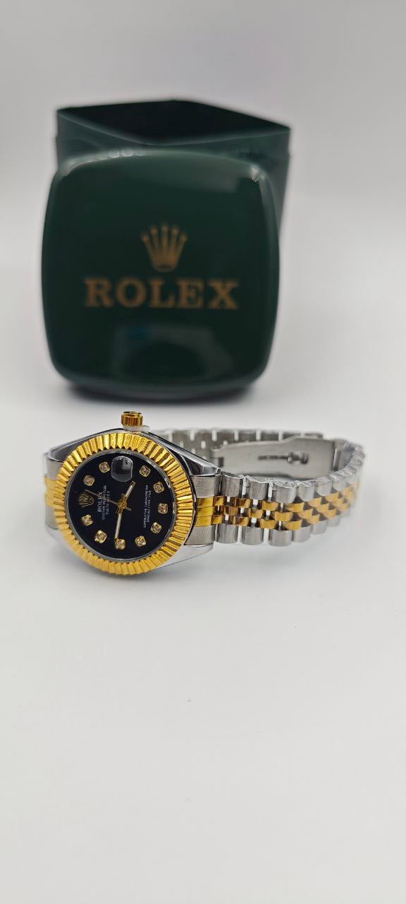ROLEX DAYTJUST ÇİFT RENK İÇİ SİYAH BAYAN SAATİ